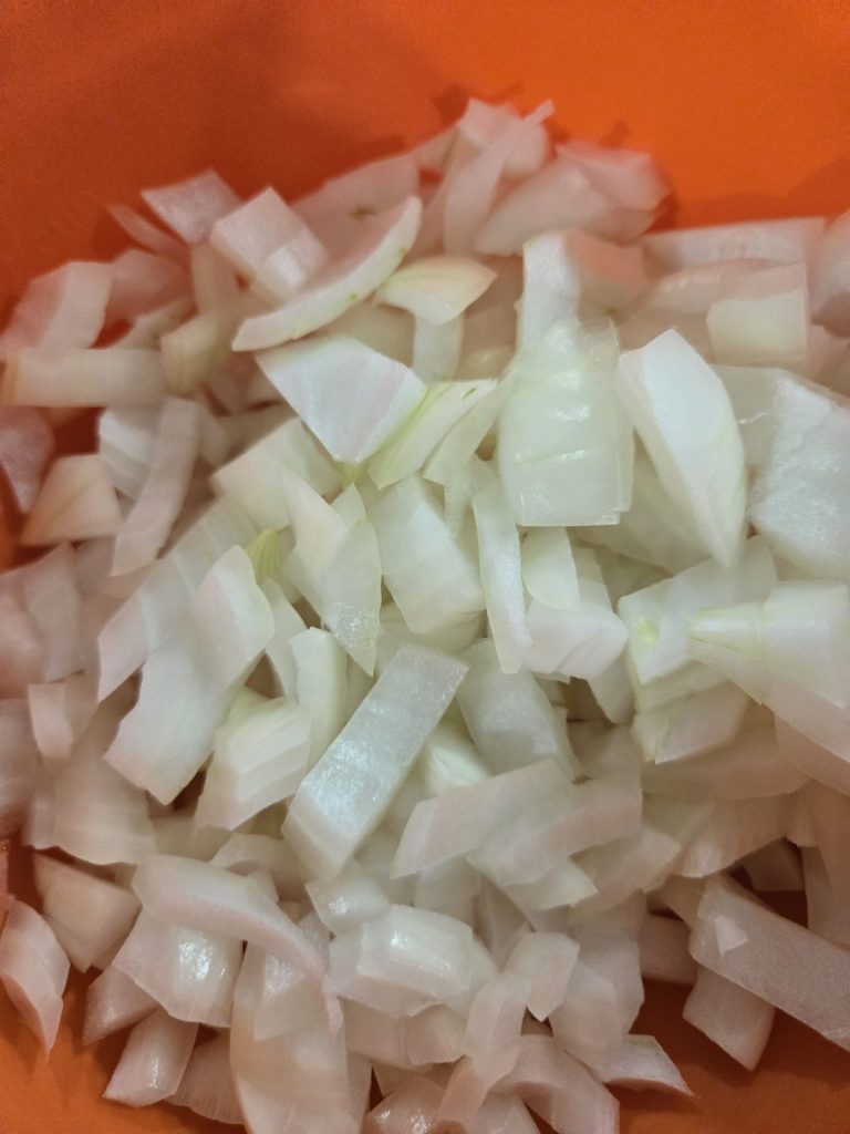 Chopped sweet onions in a bowl