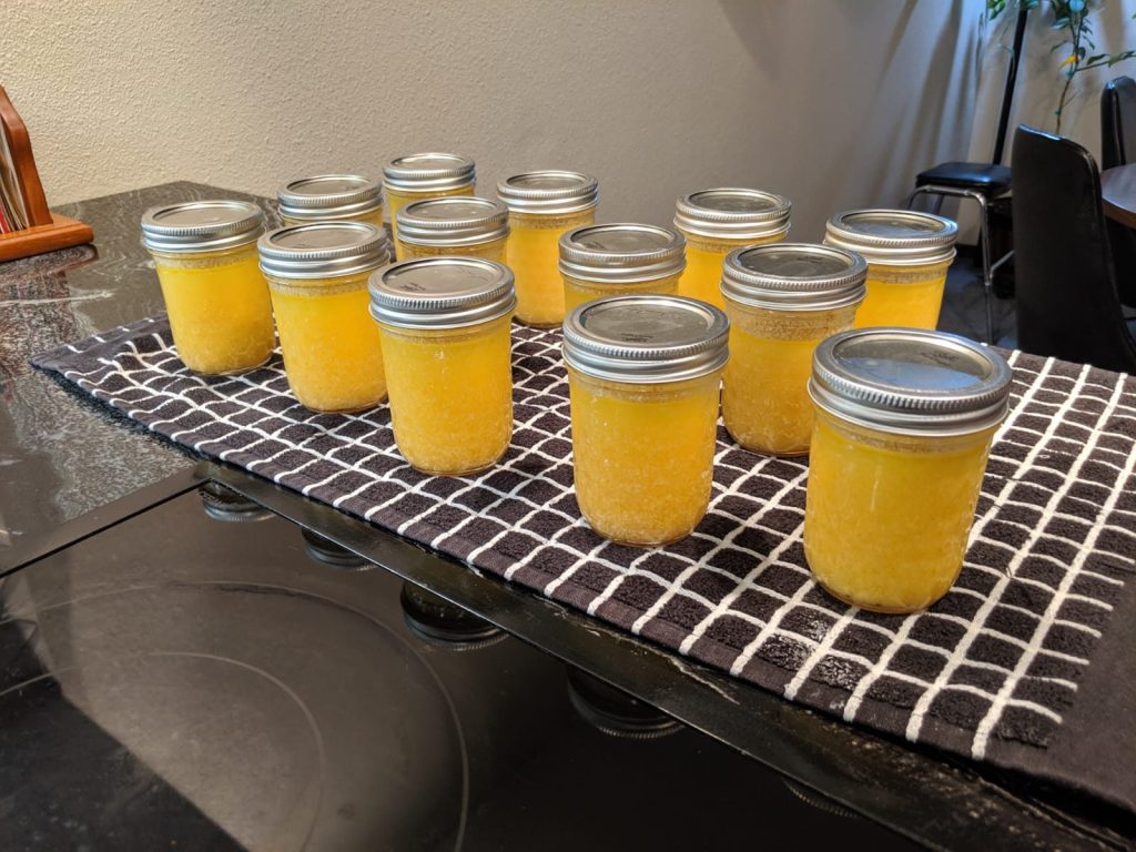 Finished jars of canned butter