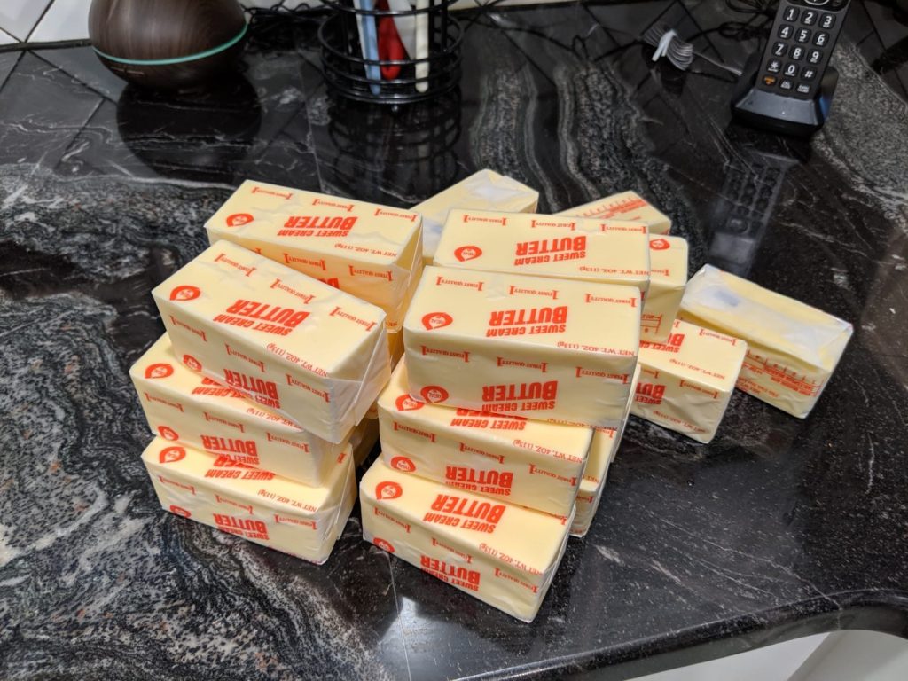 Pile of unwrapped butter sticks
